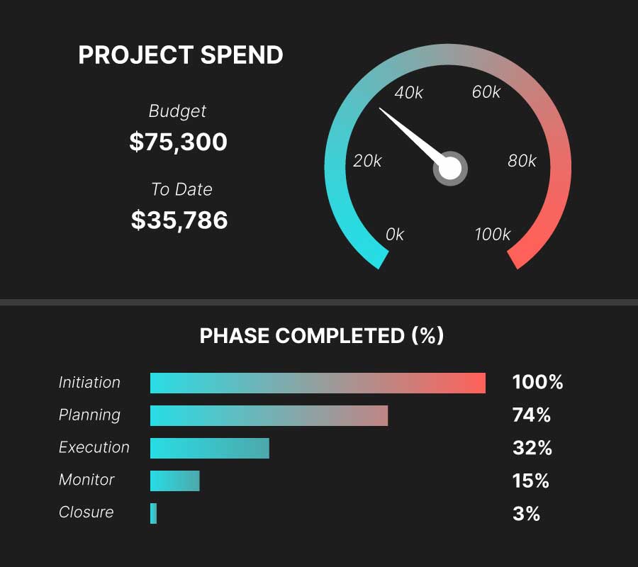 graph showing project cost and progress